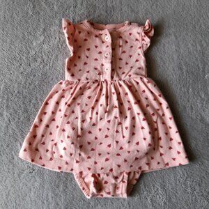 Pink Baby Dress with Heart Pattern